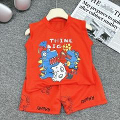Bộ sát nách bé trai, bộ quần áo hoạ tiết Khủng Long Người Nhện chất đũi mát cho bé 7kg đến 16kg