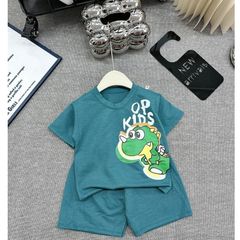 Bộ quần áo tay ngắn hoạ tiết Khủng long chất đũi nhiều màu cho bé từ 7kg-26kg