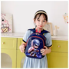 Balo mini kích thước nhỏ cho bé đi mẫu giáo 3-5 tuổi mặt nhựa cứng 3D hình Người Nhện Siêu Nhân