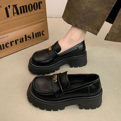 Giày Đốc Nữ MIUMIU Signature Da Mờ 5cm - Giày Lười Nữ Đế Eva Siêu Nhẹ, Phong Cách Thời Trang Hot Trend