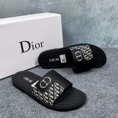 Dép Lê Nam D.io.R CD Luxury Đen Trắng Quai Ngang Đế Cao Su - Giày Dép Thời Trang Cao Cấp Nam Hot Trend