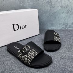 Dép Lê Nam D.io.R CD Luxury Đen Trắng Quai Ngang Đế Cao Su - Giày Dép Thời Trang Cao Cấp Nam Hot Trend