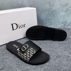 Dép Lê Nam D.io.R CD Luxury Đen Trắng Quai Ngang Đế Cao Su - Giày Dép Thời Trang Cao Cấp Nam Hot Trend