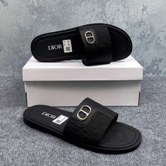 Dép Lê Nam D.io.R CD Luxury Đen Trắng Quai Ngang Đế Cao Su - Giày Dép Thời Trang Cao Cấp Nam Hot Trend