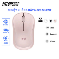 Chuột Không Dây Logitech M220 Silent - Chuột Văn Phòng Yên Tĩnh, Kết Nối USB 2.4GHz, Thiết Kế Nhỏ Gọn, Bảo Hành 12 Tháng