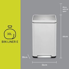 Thùng rác inox chống bám vân tay EKO X-Cube 30L - Thùng đạp bằng kim loại vệ sinh, hiện đại và an toàn cho gia đình