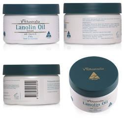 Kem Dưỡng Thể Vitaustralia Lanolin Oil Cream 250g - Dầu Cừu và Vitamin E Cho Da Mềm Mại, Chống Khô Da