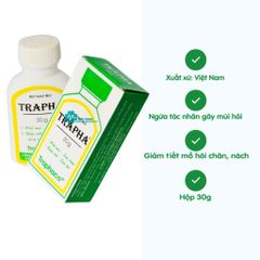 Bột Khử Mùi Hôi Chân, Hôi Giày Trapha 30g - Giảm Tiết, Chống Thối, Sát Khuẩn Cho Giày và Nách, Hàng Chính Hãng