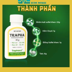 Bột Khử Mùi Hôi Chân, Hôi Giày Trapha 30g - Giảm Tiết, Chống Thối, Sát Khuẩn Cho Giày và Nách, Hàng Chính Hãng