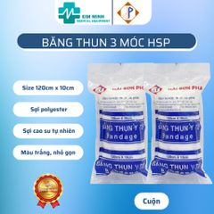 Băng thun 3 móc HSP 120cm x 10cm - Độ co dãn cao, mềm mại, tái sử dụng, chuyên dụng cho sơ cứu và hỗ trợ chấn thương