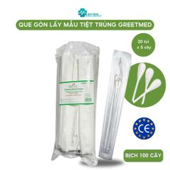 Que gòn xét nghiệm tiệt trùng Greetmed 15 cm, 100 chiếc - Dụng cụ lấy mẫu y tế tiện lợi, an toàn và hiệu quả