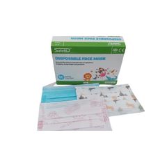 Khẩu Trang Y Tế Trẻ Em Safefit 3 Lớp Họa Tiết Cute - Quai Mềm Không Đau Tai Dành Cho Trẻ 6-12 Tuổi - Hộp 50 Chiếc Kháng Khuẩn