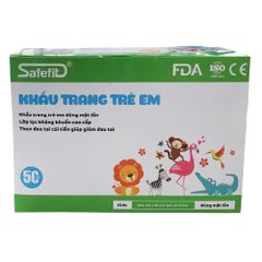 Khẩu Trang Y Tế Trẻ Em Safefit 3 Lớp Họa Tiết Cute - Quai Mềm Không Đau Tai Dành Cho Trẻ 6-12 Tuổi - Hộp 50 Chiếc Kháng Khuẩn