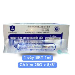 Bơm Tiêm Vinahankook 1ml - Kim Tiêm 25G x 5/8'' và 26G x 1/2'' - Vô Trùng, An Toàn, Sử Dụng 1 Lần, Phù Hợp Ngành Y Tế