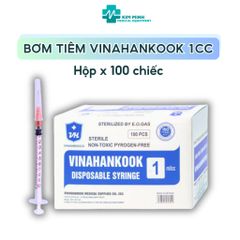 Bơm Kim Tiêm 1cc/1ml VINAHANKOOK - 100 Chiếc Vô Trùng, Sử Dụng Một Lần, An Toàn Trong Ngành Y Tế