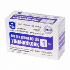 Bơm Kim Tiêm 1cc/1ml VINAHANKOOK - 100 Chiếc Vô Trùng, Sử Dụng Một Lần, An Toàn Trong Ngành Y Tế