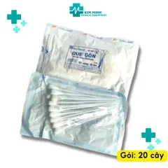 Que gòn y tế Bảo Thạch 100% cotton tự nhiên - Túi 20 que vô trùng cho rửa vết thương và xét nghiệm, an toàn và tiện lợi