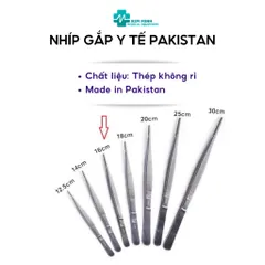 Nhíp Gắp Y Tế Pakistan 18cm, 12cm - Nhíp Phẫu Thuật Thép Không Gỉ, Chất Lượng Cao Dùng Trong Y Tế và Gia Đình