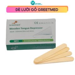 Đè Lưỡi Gỗ GREETMED Tiệt Trùng - Hộp 100 Que Dùng Trong Khám Họng, Miệng, An Toàn và Tiêu Chuẩn Y Tế