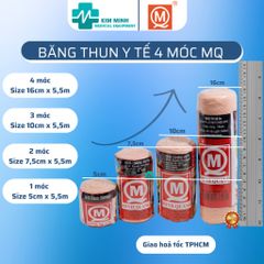 Băng thun y tế có móc Quang Minh QM - Chất liệu Cotton và cao su tự nhiên, sử dụng cho chấn thương, phẫu thuật thẩm mỹ, băng rốn trẻ sơ sinh