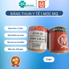 Băng thun y tế có móc Quang Minh QM - Chất liệu Cotton và cao su tự nhiên, sử dụng cho chấn thương, phẫu thuật thẩm mỹ, băng rốn trẻ sơ sinh