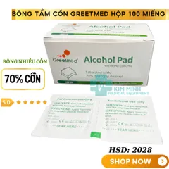 Bông Tẩm Cồn GREETMED 50-100 Miếng - Pads Chuyên Dụng Khử Khuẩn Sát Trùng Tiêm Chích Y Tế 70 Độ