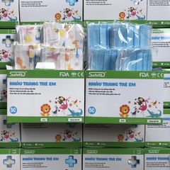 Khẩu Trang Trẻ Em Họa Tiết Khủng Long 3 Lớp - Hộp 50 Chiếc Quai Vải Không Đau Tai, An Toàn, Kháng Khuẩn Cho Trẻ 6-13 Tuổi