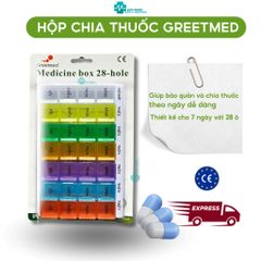 Hộp đựng thuốc Greetmed 28 ngăn - Quản lý thuốc sáng trưa chiều tối cho 7 ngày, tiện lợi và an toàn cho sức khỏe