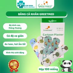 Băng cá nhân Cute Greetmed hình thú - Hộp 100 miếng tiện lợi, an toàn cho trẻ em và người lớn, thiết kế đáng yêu và tươi sáng.