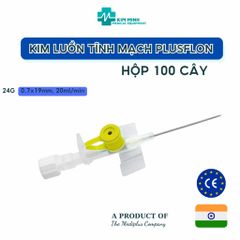 Hộp 100 cây kim luồn tĩnh mạch Mediplus Plusflon 20G, 22G, 24G - Kim chất lượng cao nhập khẩu Ấn Độ cho thủ thuật y tế an toàn