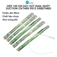 Hộp 100 sợi dây hút đàm nhớt Greetmed/Sintrue Fr12, ống mềm y tế cho đường hô hấp, sử dụng 1 lần, thoải mái cho bệnh nhân