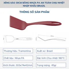 Xẻng Nấu Ăn Tramontina 30cm Nhựa PA An Toàn, Chịu Nhiệt 180°C - Dụng Cụ Gia Dụng Nhà Bếp Chất Lượng Từ Brazil 25160