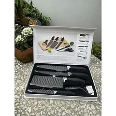 Bộ Dao Nhà Bếp 6 Món LocknLock CKK103S6 - Dao, Kéo, và Dụng Cụ Gọt Vỏ Sang Trọng, Màu Đen, Thép Không Gỉ, Quà Tặng Thú Vị