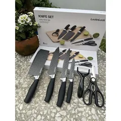 Bộ Dao Nhà Bếp 6 Món LocknLock CKK103S6 - Dao, Kéo, và Dụng Cụ Gọt Vỏ Sang Trọng, Màu Đen, Thép Không Gỉ, Quà Tặng Thú Vị