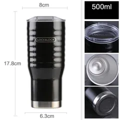 Bình Giữ Nhiệt Lock&Lock Wave Tumbler 500ml- LHC4147 - Màu Đen- Hàng Chính Hãng