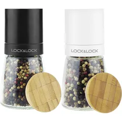 Lọ Xay Tiêu Cầm Tay Lock&Lock 140ml - Thủy Tinh Đẹp, Lưỡi Dao Sứ Bền Bỉ, Đồ Gia Dụng Tiện Lợi Cho Nhà Bếp