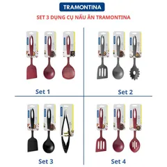 Bộ 3 Dụng Cụ Nấu Ăn Tramontina - Muôi, Vá và Xẻng Bằng Nhựa PA An Toàn Chịu Nhiệt 180 Độ, Dụng Cụ Tiện Ích Cho Nhà Bếp