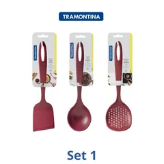 Bộ 3 Dụng Cụ Nấu Ăn Tramontina - Muôi, Vá và Xẻng Bằng Nhựa PA An Toàn Chịu Nhiệt 180 Độ, Dụng Cụ Tiện Ích Cho Nhà Bếp