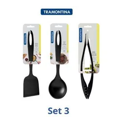 Bộ 3 Dụng Cụ Nấu Ăn Tramontina - Muôi, Vá và Xẻng Bằng Nhựa PA An Toàn Chịu Nhiệt 180 Độ, Dụng Cụ Tiện Ích Cho Nhà Bếp