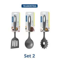 Bộ 3 Dụng Cụ Nấu Ăn Tramontina - Muôi, Vá và Xẻng Bằng Nhựa PA An Toàn Chịu Nhiệt 180 Độ, Dụng Cụ Tiện Ích Cho Nhà Bếp