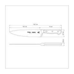 Dao Bếp Thái Thịt Tramontina Century 20cm - Lưỡi Thép Rèn Cao Cấp Nhập Khẩu Brazil, Chất Lượng NSF, Thiết Kế Ergonomic