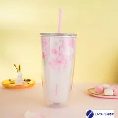 Ly Nhựa 2 Lớp Cherry Blossom Kèm Ống Hút LocknLock 750ML - HAP509 - Hồng