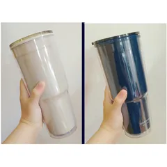 Ly Nhựa 2 Lớp Lock&Lock Double Wall Cold Cup 900ML HAP502 - Màu Xanh và Màu Beige- Hàng Chính Hãng