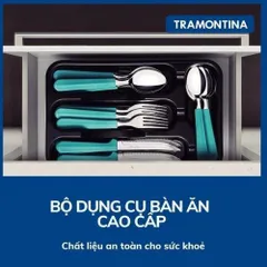 Bộ Dao Dĩa Bàn Ăn Tramontina Tulum 24 Món Thép Chống Rỉ Kèm Khay Nhựa - Đồ Dùng Nhà Bếp Tiện Lợi và An Toàn Sản Xuất Tại Brazil