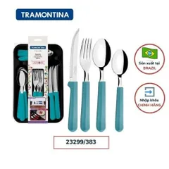 Bộ Dao Dĩa Bàn Ăn Tramontina Tulum 24 Món Thép Chống Rỉ Kèm Khay Nhựa - Đồ Dùng Nhà Bếp Tiện Lợi và An Toàn Sản Xuất Tại Brazil