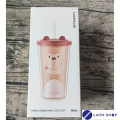 Ly Nhựa 2 Lớp Hình Con Vật Ngộ Nghĩnh Kèm Ống Hút Và 2 Nắp LocknLock HAP511-520ml - Nhiều Màu