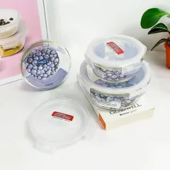 Bộ 3 Hộp Thủy Tinh Lock&Lock LLG861S3WS Dáng Tròn Chịu Nhiệt - Dung Tích 380ml, 650ml và 950ml - An Toàn, Sang Trọng, Tiện Dụng