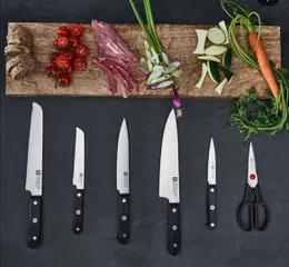 Bộ Dao Zwilling Gourmet 7 Món - Dao Nhà Bếp Chất Lượng, Lưỡi Cứng Bằng Thép Không Gỉ, Sản Xuất Tại Đức