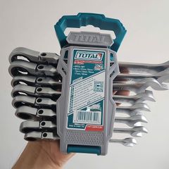 Bộ Cờ Lê Vòng Miệng Tự Động 8 Chi Tiết 8-19mm - Dụng Cụ Cầm Tay Total THT102RK586, Chất Liệu CR-V Công Nghiệp