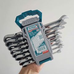 Bộ Cờ Lê Vòng Miệng Tự Động 8 Chi Tiết 8-19mm - Dụng Cụ Cầm Tay Total THT102RK586, Chất Liệu CR-V Công Nghiệp